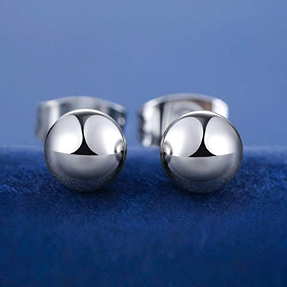6 Pairs Surgical Stainless Steel Round Ball Stud Earrings Set for Women Men 3-7mm - style: 3/4/5/6/7mm Ball Stud Earrings