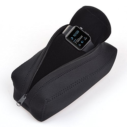 Cosmos Black Color Neoprene Watch and Bracelet Travel Storage Roll Bag with Black Removable Tube Velvet holder - color: Roll Bag-Neoprene