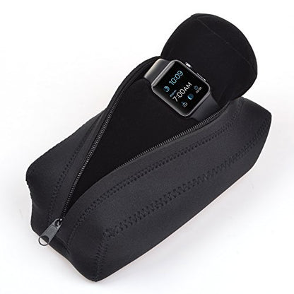 Cosmos Black Color Neoprene Watch and Bracelet Travel Storage Roll Bag with Black Removable Tube Velvet holder - color: Roll Bag-Neoprene