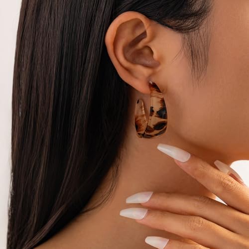 Chunky Hoop Earrings for Women Thick Open Resin Hoops Earrings Fashion Jewelry for Women - style: Style-A