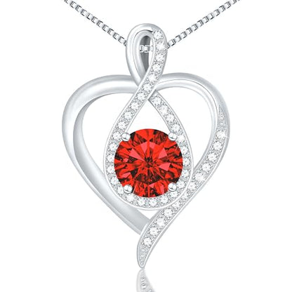 925 Sterling Silver Infinity Heart Necklace for Women, Rhodium Plated Cubic Zirconia Pendant Gift for Girlfriend Wife Mom - Anniversary Valentine's Day Birthday Present with Elegant Gift Box - color: Silver-07-Jul
