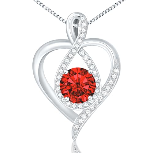 925 Sterling Silver Infinity Heart Necklace for Women, Rhodium Plated Cubic Zirconia Pendant Gift for Girlfriend Wife Mom - Anniversary Valentine's Day Birthday Present with Elegant Gift Box - color: Silver-07-Jul