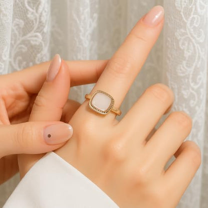 Square Resin Crystal Chunky Rings Adjustable Minimalist Open Rings Square Resin Stone Finger Ring Metal Handmade Ring Set for Women Birthday Party Decoration