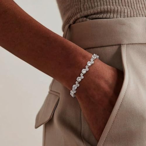 FANZE Gold Plated Cubic Zirconia Tennis Bracelets for Women Dainty Trendy Adjustable Bracelet Jewelry Gift for Ladies Wedding Mother Birthday Anniversary - style: Style 13