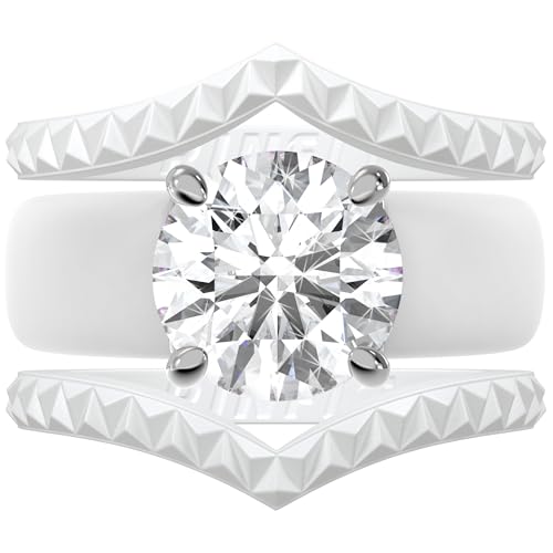 Rinfit Silicone Ring with Stone, Round Cut CZ | AAAAA Grade Cubic Zirconia, Solitaire Engagement Ring for Her, Flexible Rubber Wedding Band for Women, Patented Design - color: Pack K: White / Silver
