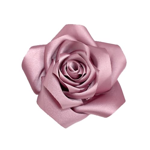 Satin Rose Flower Large Brooch Lapel Pins Handmade Fabric Flower Brooches Pin Classic for Wedding Party Dance Banquet for Women Men Dress Suit Clothes Accessories JewelryGifts 110mm - color: Pink