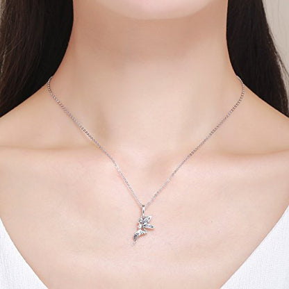 BISAER 925 Sterling Silver Charms for Bracelets Cat Dog Sloth Animal Beads Butterfly Fairy Heart Dangle Pendant Charms - color: Fairy