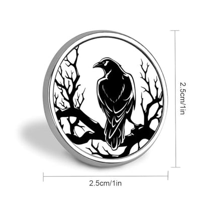 Gothic Raven Flowers Badge Pin Round Badge Metal Button Badges Brooch Lapel Pin for Men Women 1 Inch - color: style