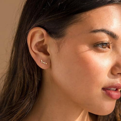 Star 14K Gold Plated Ear Cuff Earrings for Women Non Piercing, Dainty Silver Plated Clip on Cartilage Ear Cuff Non Pierced Trendy CZ Northstar Starburst Sparkling Climber Clawer Earring Jewelry - style: Northstar Stud 2-Gold