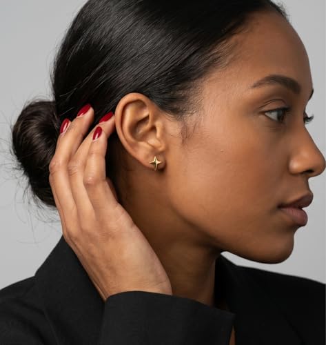 Reffeer Solid 925 Sterling Silver Star Cuff Earrings Cartilage Wraps for Women Teens Helix Earrings Star Clip On Earrings No Piercing - color: B-18K Gold Plated