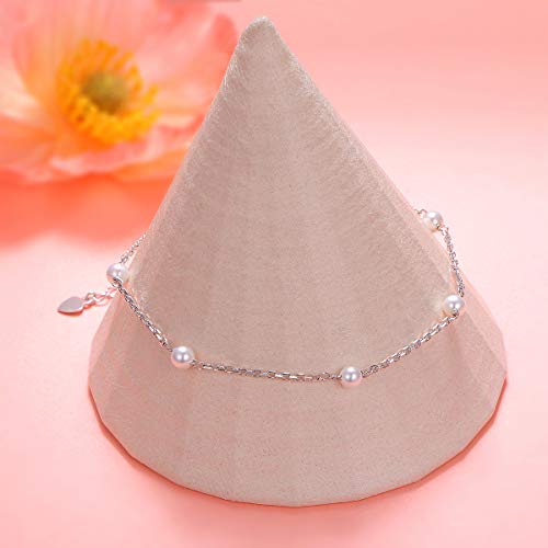 Anklet for Women 925 Sterling Silver Foot Adjustable Ankle Bracelet Jewelry - style: Pearl