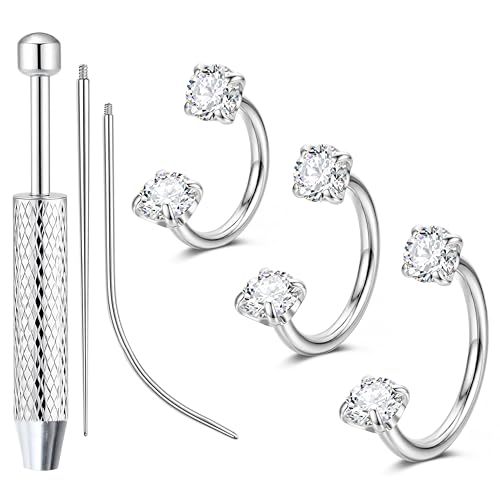 Sanfenly 18G Horseshoe Nose Ring for Women Surgical Steel Nose Rings Hoops | Hypoallergenic Nose Piercings Jewelry, Septum Rings Hoop Studs Tragus Earrings Helix Cartilage Lip Ring - color: Silver Plated-3pcs-6/8/10mm