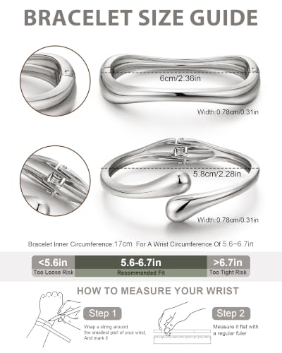 8YEARS Chunky Gold Bangle Bracelets for Women, 14k Gold Plated | Cuff Bangles, Stack Bracelet Set, Wide Trendy Fashion, Jewelry Gifts - color: A-Silver-2PCS