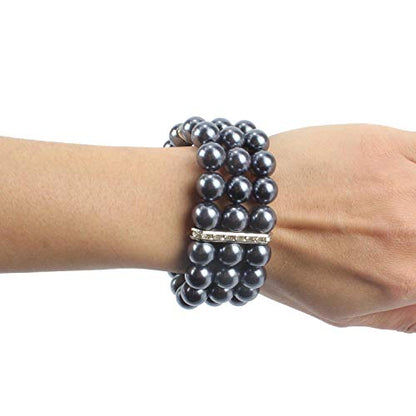 KOSMOS-LI Large Multi Layer Faux Pearl Strand Costume Jewelry Sets For Women Stocking Stuffers - color: Grey