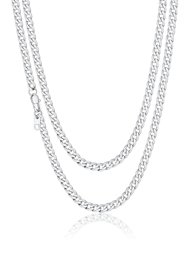 Suplight Cuban Link Chain Necklace for Men Women, Stainless Steel/Black/18K Gold Plated Chain 4mm/6mm/9mm Wide Cuban Chain Necklace, Hip Hop Jewelry 18"-30" - color: a. 4mm width-Steel, size: 26 inches