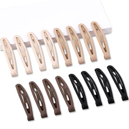 16 PCS Snap Hair Clips Metal Barrettes for Women Non Slip Barrettes for Thick and Thin Fine Hair,Matte Black Brown Beige,2.36 x 0.43 Inches. - color: Matte Black Brown Beige