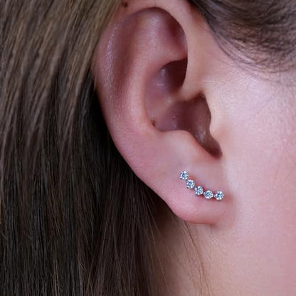 Limerencia G23 Pure Titanium Hypoallergenic Earrings | F136 Implant Grade Titanium Jewelry for Sensitive Ears - color: Five Prong climber