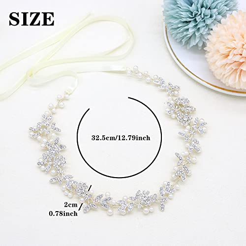 Bridal Headbands Crystal Pearl Hair Vines Bohemian Style Wedding Headpieces For Bride Wedding Hair Accessories - color: Silver