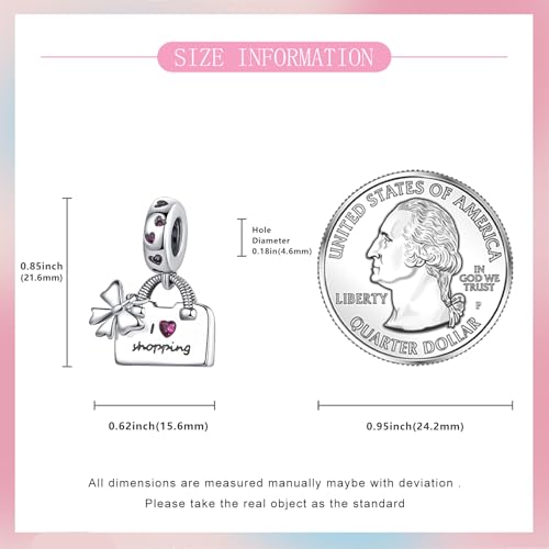 925 Sterling Silver Bead Charm for Pandora Bracelets and Necklaces,Pink Bow Cherry Butterfly Blue Ocean Pendant Bead Charms Jewelry Present Valentines Gifts for Wife/Girlfriend Women - style: Ladies' Bow Bag Charms