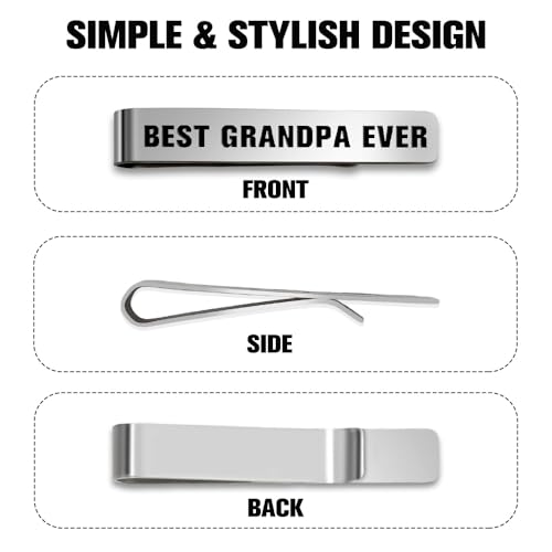 Bicfuiot Father's Day Christmas Birthday Valentines Graduation Gifts for Boyfriend Dad Uncle Grandpa Husband Son,Tie Clips - style: Grandpa