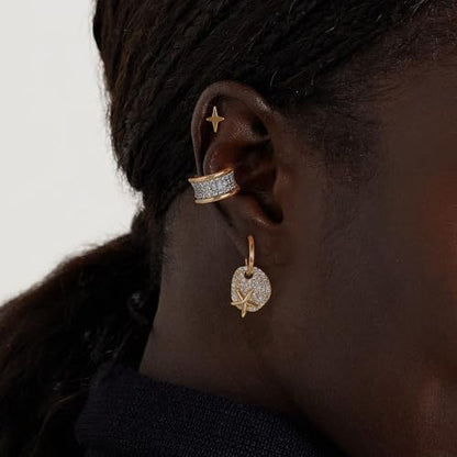 Gold Ear Cuff Earring for Women 14K Gold Plated Cubic Zirconia Non-Pierced Clip on Cartilage Chunky Ear Cuffs Hypoallergenic Jewelry - style: wide