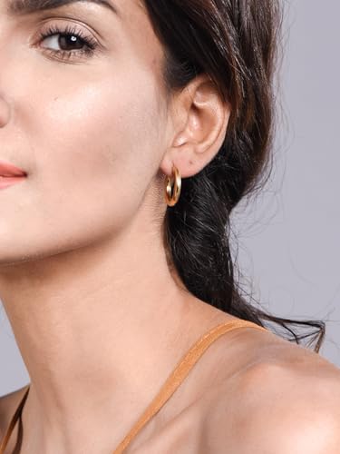 ChainsHouse Stud Earrings for Men Women,316L Stainless Steel/14K Gold/Black Plated Metal, Punk Hypoallergenic Surgical Huggie Hoop Earrings Mens Jewelry Piercing Hoop Earrings - style: H: Gold-Huggie Hoop(1 Pair)