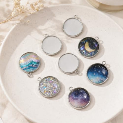 30 Pcs 25mm Stainless Steel Round Blank Bezel Pendant Trays, Cabochon Settings Base for Jewelry Making, DIY Findings, Charms - Silver