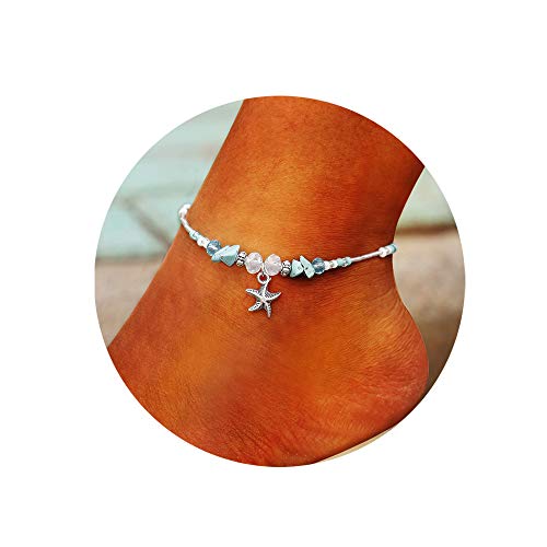 Softones Blue Starfish Turtle Anklet Multilayer Charm Beads Sea Handmade Boho Anklet Foot Jewelry for Women - style: I:Star 1