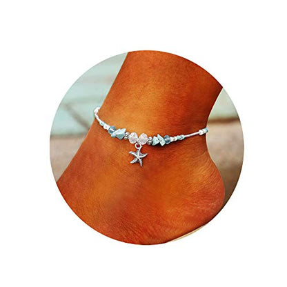 Softones Blue Starfish Turtle Anklet Multilayer Charm Beads Sea Handmade Boho Anklet Foot Jewelry for Women - style: I:Star 1