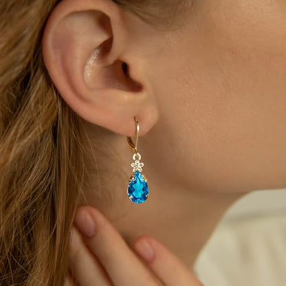 Dangle Earrings for Women Multicolor Crystal Drop Earrings Set Leverback Teardrop Earrings 925 Silver and 14K Gold Plated Hypoallergenic Fashion Cubic Zirconia Dangle Earrings Trendy Jewelry Gifts for Women - style: Teardrop Set-G 3