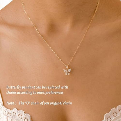 Dainty Choker Necklace for Women 18K Gold Plated Shining Dots Box Chain Sparkle Necklaces Cute Paperclip Link Herringbone Necklace Exquisite Jewelry Gifts for Mom Girlfriend - style: Z/Layered Pearl Butterfly