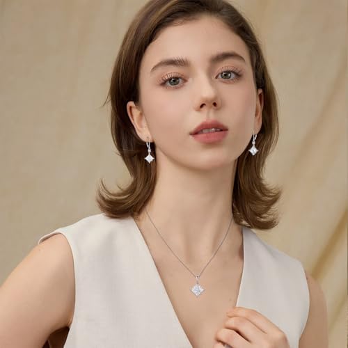 Square Princess Cut Necklace 925 Sterling Silver Solitaire Pendant Necklace Birthstone Jewelry Gifts for Women - color: 04 April - Zirconia