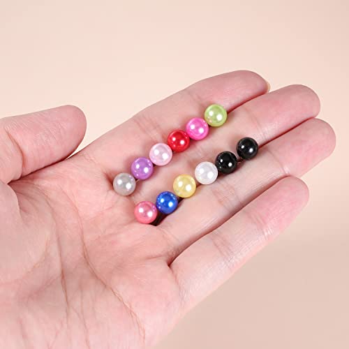AoedeJ Colorful Pearl Stud Earrings - Small Pearl Earrings Set in Stainless Steel for Women - color: 8mm