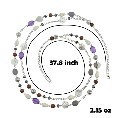 Bocar Long Necklaces for Women Trendy, Boho Layered Crystal Beaded Collar Necklaces for Women, Fashion Statement Necklaces Jewelry - color: Purple
