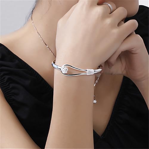 925 Sterling Silver Bangles For Women Handmade Silver Bangles Open Adjustable Bangle Bracelets For Women Silver Open Cuff Bracelets Stackable Wrap Bangles Festival Jewelry Gifts - color: Style 02