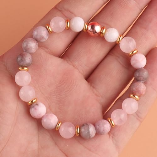 KSQS Healing Stone Bead Bracelet for Women, Natural Gemstones Balance Protection Bracelet, Spiritual Crystal Beads Bracelet Anxiety Relief with Meaning Card - color: Love Awakening