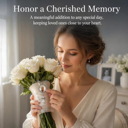 ETZRUNO 6 Sets Memorial Photo Charms for Wedding Bouquet - Blanks Pins Kit with Frame - Custom Picture Pendant for Bridal Bouquet, Funeral, Graduation - Metal Photo Locket Charm