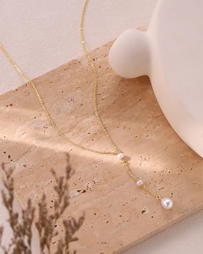 Pearl Necklaces for Women Trendy 14k Gold Plated Cubic Zirconia Pearl Pendant Necklace Valentines Day Wedding Birthday Mother's Day Gifts Dainty Gold Necklace for Women - color: Style 6 - Gold Necklace
