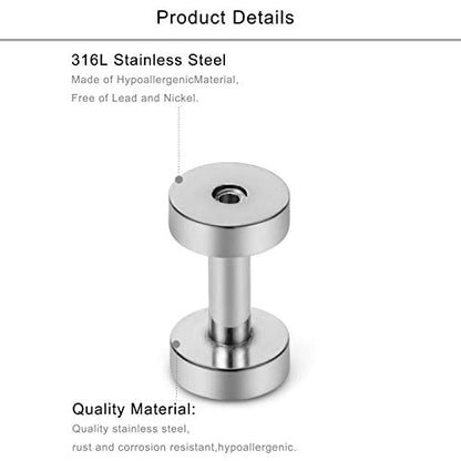 Lcolyoli Screw Fit Ear Gauges Kit Surgical Steel Tunnel Expander Earrings Earlobe Plugs Body Piercing Jewelry Set for Women Men 14G-00G 12 Pieces - style: b: 12Pcs-6 Colors-12G