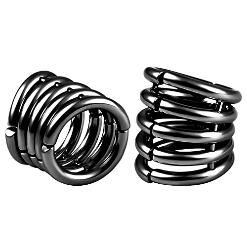 Casvort 2 PCS Hypoallergenic 316 Stainless Steel 00G/3/4'' Stacked Ring Cuffs for Stretched Lobe Ear Gauges Plugs Ear Tunnels Stretcher Earring Studs Clip on Cartilage Body Piercing Jewelry - color: Black 10mm (00g)