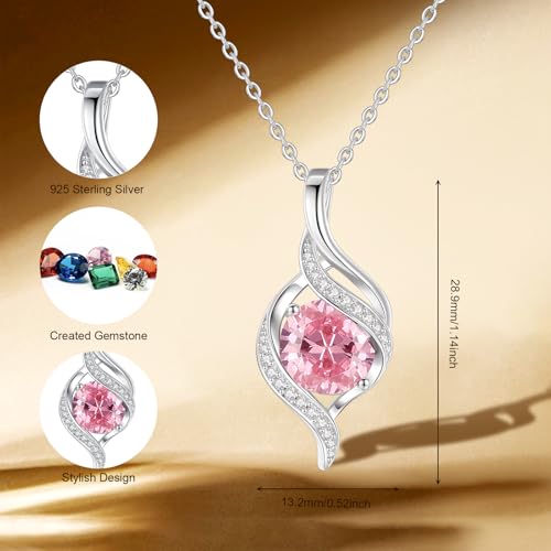 FANCIME Birthstone Necklace for Women Jewelry Gift for Her | Infinity Love Pendant Sterling Silver, Birthday Gift for Women, Adjustable 16+2" - color: 10 - Created Pink Tourmaline