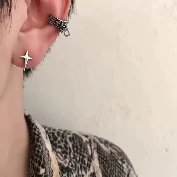 Vintage Zipper Ear Cuff, Stainless Steel Non-Pierced Adjustable Wrap Around Earrings