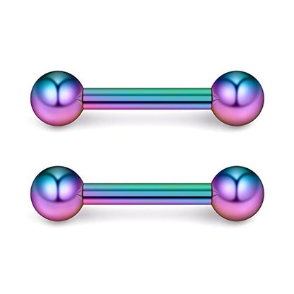 Ruifan 316L Stainless Steel Nipple PA Tongue Shield Barbell Ring Bar Body Piercing Retainer 12G 12mm 2-12PCS - color: 12PCS - Mix Color