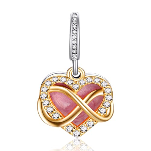 14K Gold Plated Silver Charms for Pandora, Women Heart Family Love Pet Animal Bead Dangle for Bracelets Necklace Jewelry Gift - color: A9-Family Forever and Always