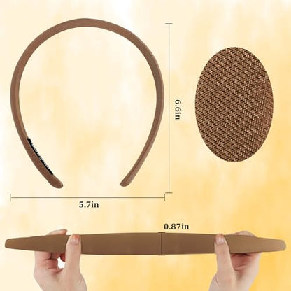 KICOSY Padded Headband - Soft, Thin, No Slip for Women & Girls - Neutral Brown, Plain - Hair Accessory - color: brown
