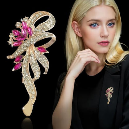 2pcs Rhinestone Brooch Pin for Women Dress Elegant Stylish Crystal Brooches Fashion Accessories Pins Lapel Boutonniere Ideas Wedding Christmas Birthday Jewelry Easter Gift - color: 08 Purple/Silver