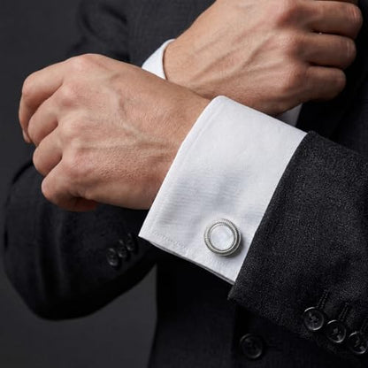 Tuxedo Cuff Links,Cufflinks for Men | Stainless Steel, Lead-Free and Nickel-Free, Gift Box Packed, Boyfriend Husband Father, Wedding Party Anniversary Birthday - color: White