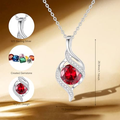 FANCIME Birthstone Necklace for Women Jewelry Gift for Her | Infinity Love Pendant Sterling Silver, Birthday Gift for Women, Adjustable 16+2" - color: 07 - Created Ruby