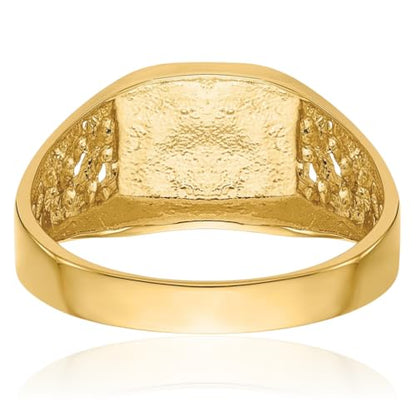 IceCarats 14K Solid Yellow Gold Filigree Signet Ring
