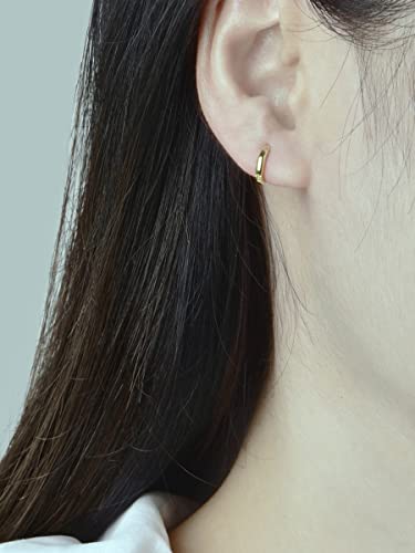Mini Tiny Huggie Hoop Earrings Top Upper Ear Cartilage Forward Helix Cuff Plain Simple 925 Sterling Silver Gold 9mm 8mm 7mm 6mm 5mm Hoop Earrings - color: Gold-6mm